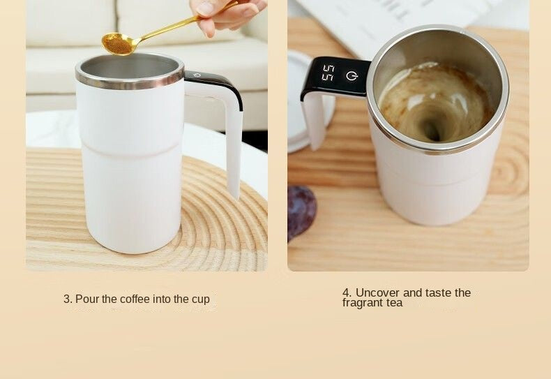 Auto-Stirring Coffee Cup – IP67 Waterproof, BPA-Free, Magnetic Mixing
