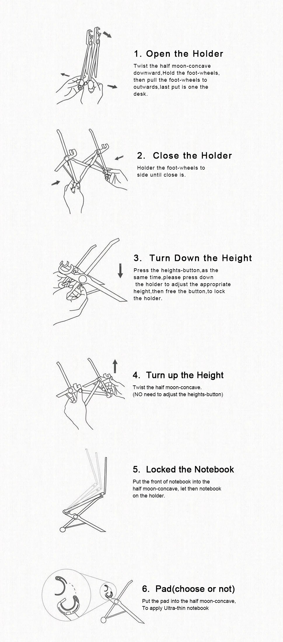 Folding Portable Laptop Stand, Adjustable Height Bracket for Optimal Viewing Angle, Laptop Accessories.