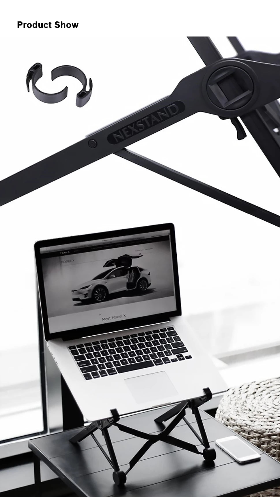 Folding Portable Laptop Stand, Adjustable Height Bracket for Optimal Viewing Angle, Laptop Accessories.