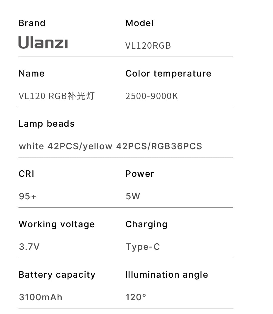 Full Color RGB Video Light (2500K-9000K) - Dimmable LED Photography Lighting