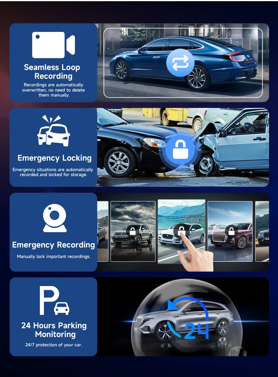 4K Dual-Lens Dash Cam with Wireless CarPlay & Android Auto