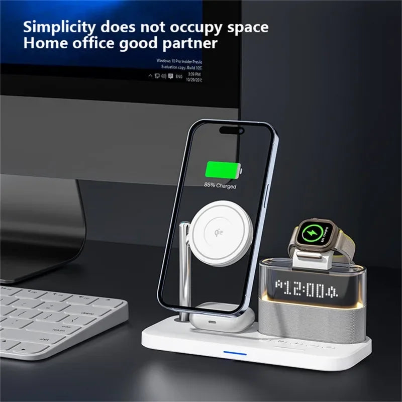 5-in-1 Magnetic Wireless Charger Stand - LED Clock