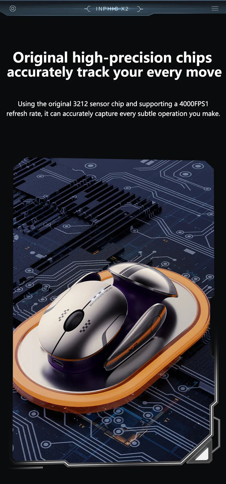 Inphic X2 - Silent Metal Wireless Mouse