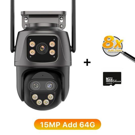 3-Lens 15MP HD WiFi PTZ Camera – CCTV