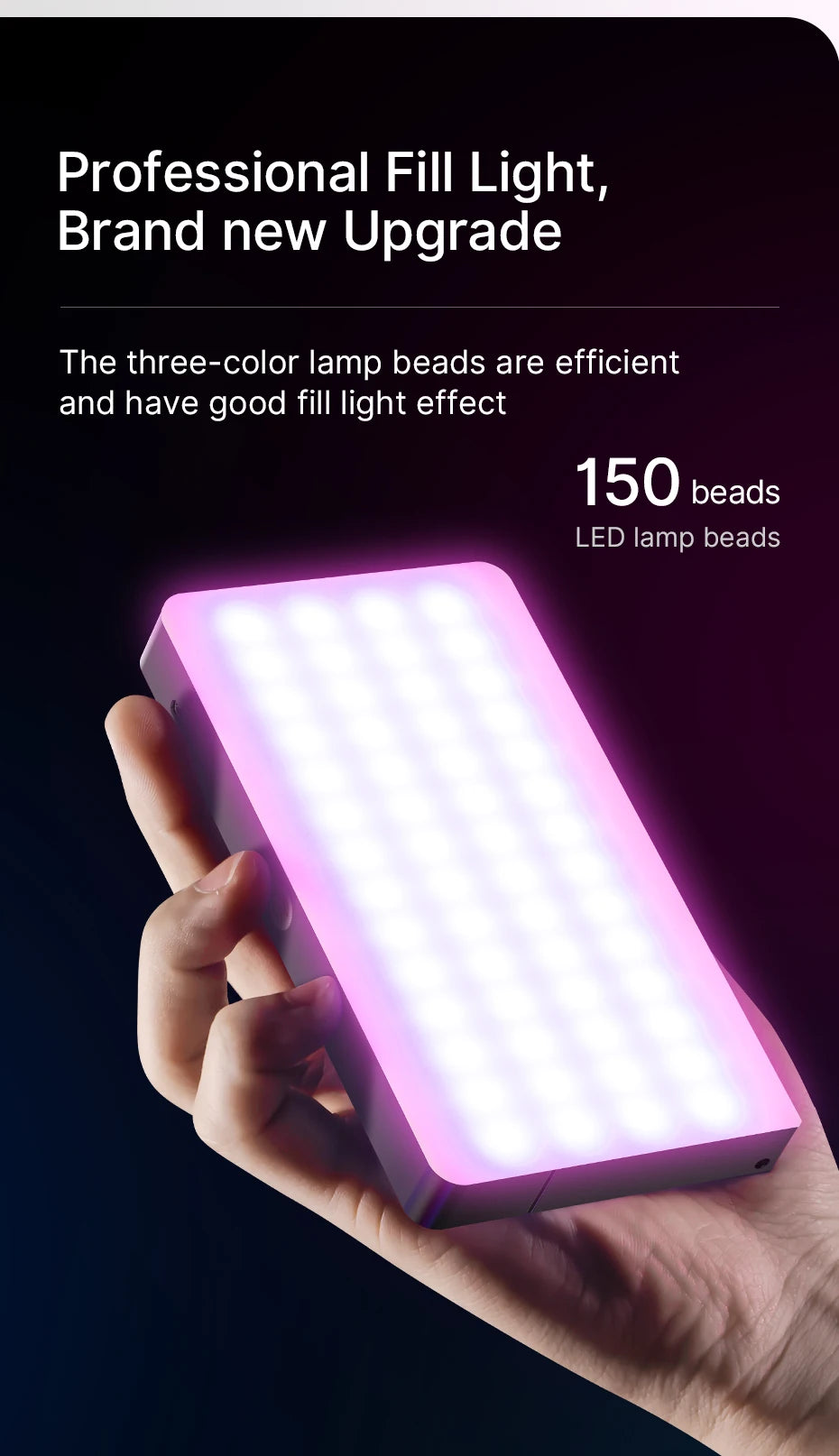 Full Color RGB Video Light (2500K-9000K) - Dimmable LED Photography Lighting
