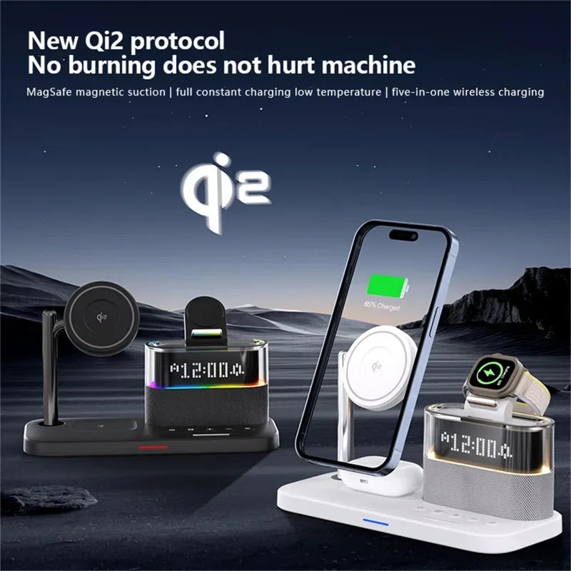 5-in-1 Magnetic Wireless Charger Stand - LED Clock