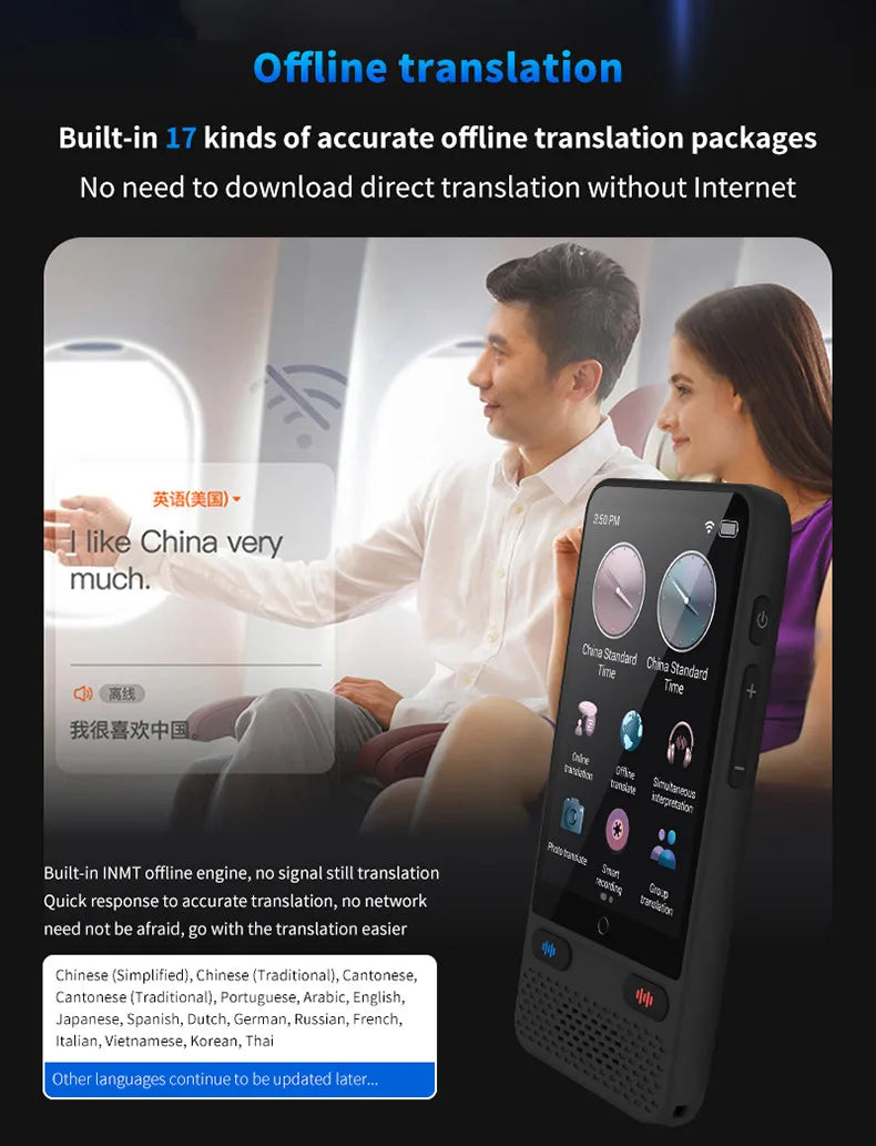 S85 Smart Translator – 138 Languages, Instant Offline Voice Translation, Large Screen
