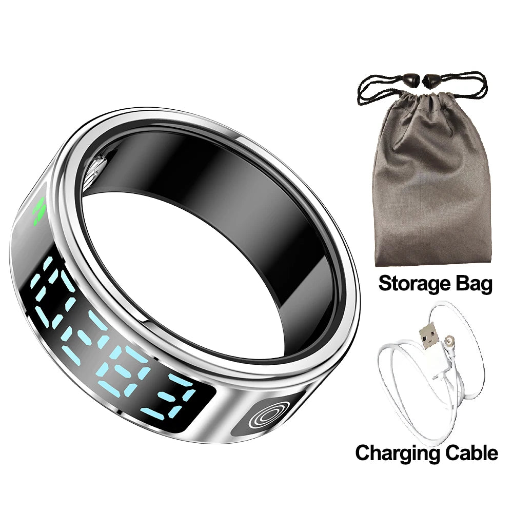 SR08 Smart Ring: Health Monitor with LED Display & 5ATM Waterproof