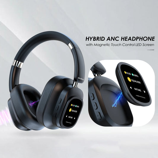 Hybrid ANC Wireless Headphones w/ Touch Control & LED Display