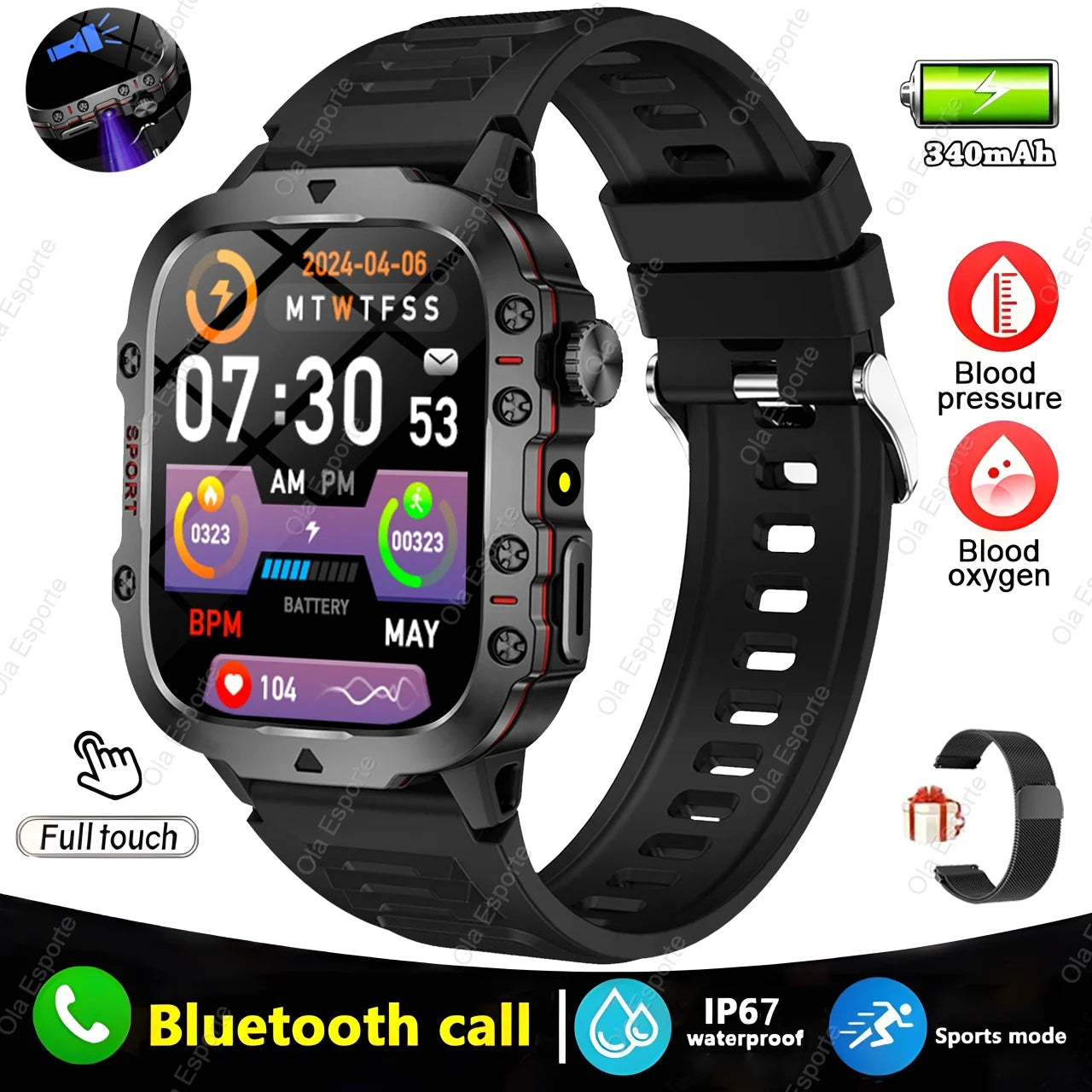 2025 Military Style Smartwatch: GPS, Waterproof, Bluetooth Call