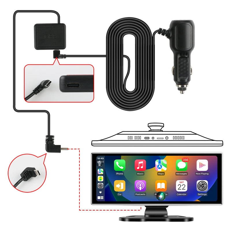 4K Dual-Lens Dash Cam with Wireless CarPlay & Android Auto