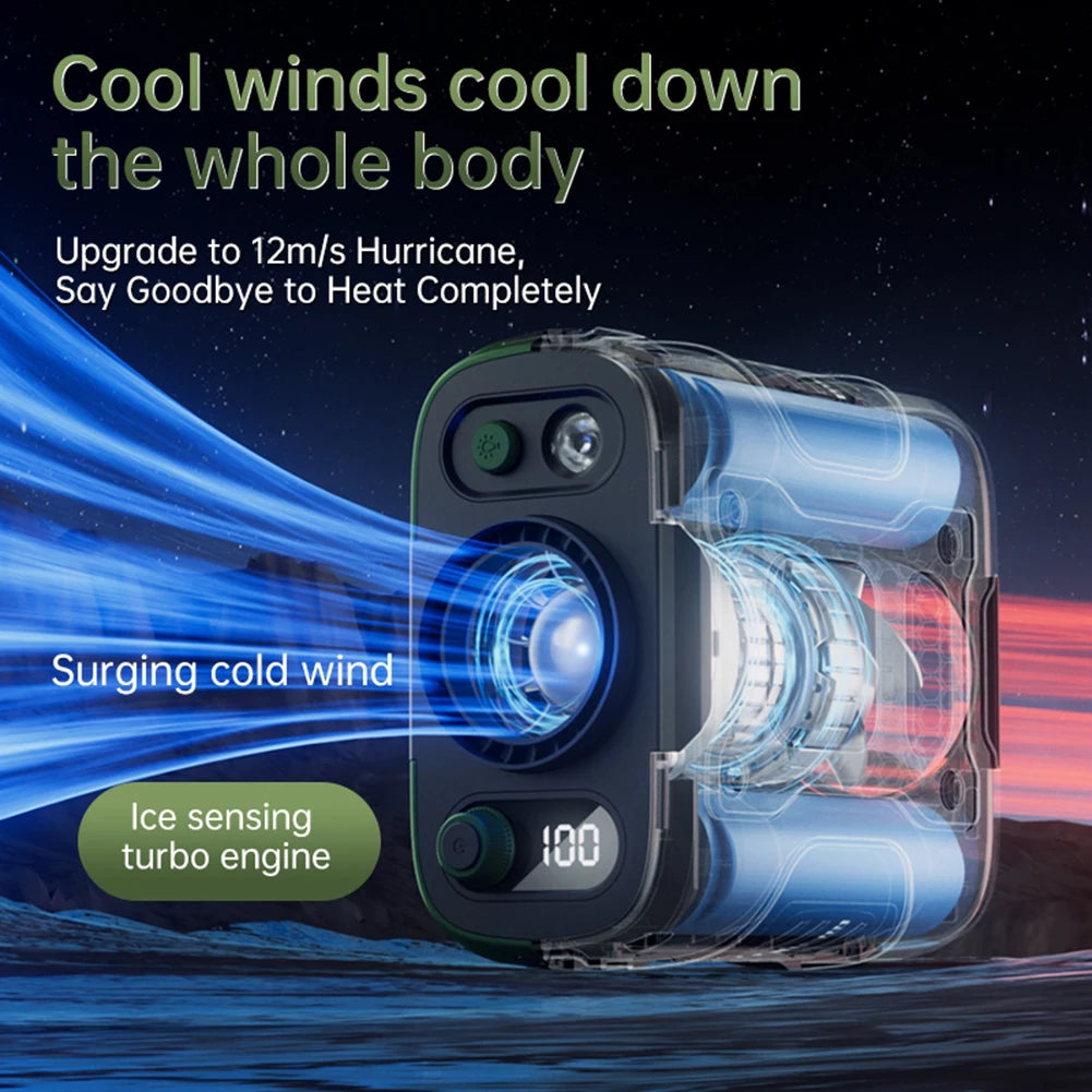 3-in-1 Rechargeable Wearable Fan – LED Light, 6000mAh, 100 Speeds | Perfect for Summer & Work
