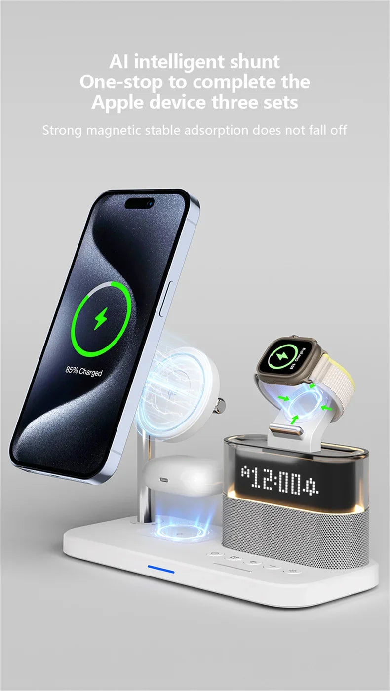 5-in-1 Magnetic Wireless Charger Stand - LED Clock