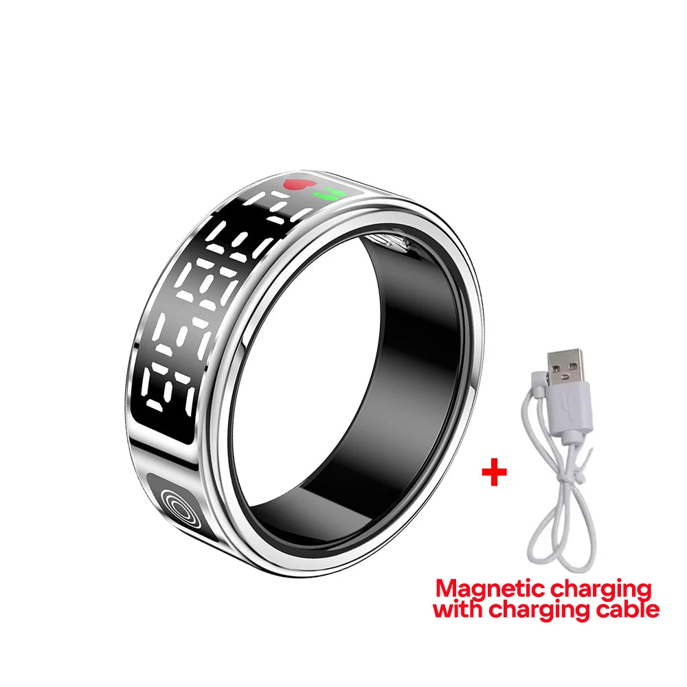 SR08 Smart Ring: Health Monitor with LED Display & 5ATM Waterproof