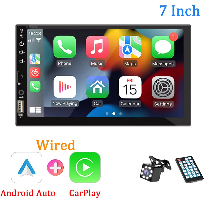 7" 1-Din CarPlay & Android Auto Touchscreen Radio