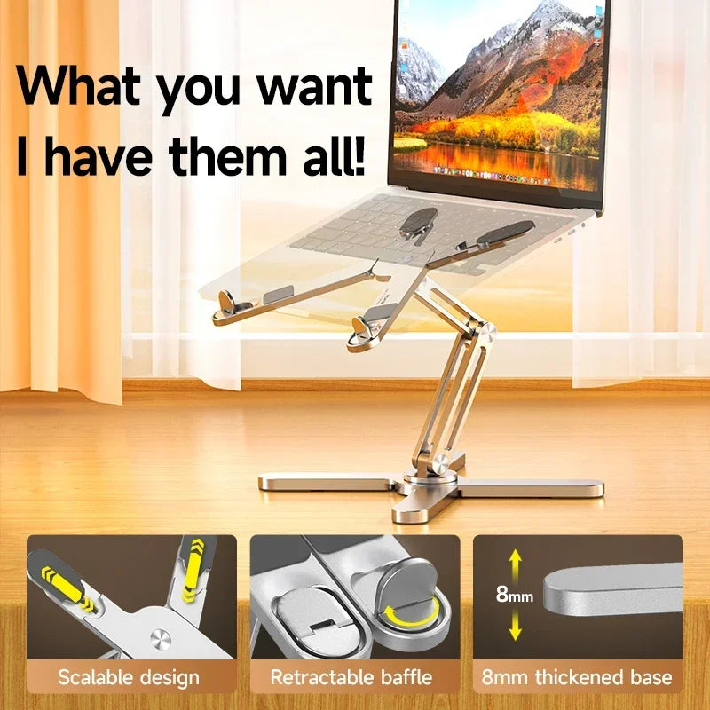 Premium Aluminium Foldable Laptop Stand – 360° Adjustable, Portable & Stable with Cooling Ventilation