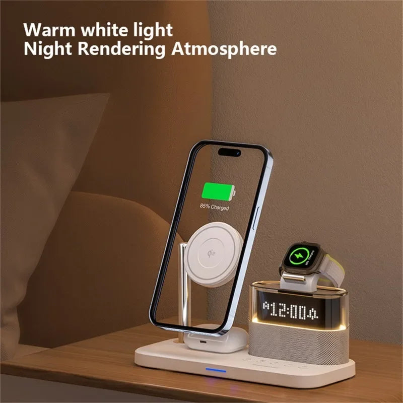 5-in-1 Magnetic Wireless Charger Stand - LED Clock