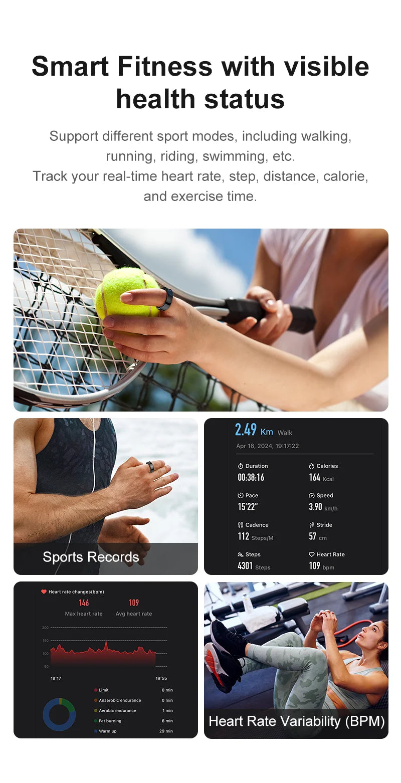 R09 Health Smart Ring – Heart Rate, SpO₂, Temp Tracking, 5ATM Waterproof