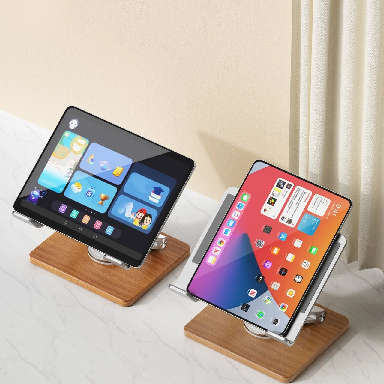 Universal 360° Rotating Wooden Stand – Adjustable Holder for iPad, Tablets, Smartphones, E-Readers & More