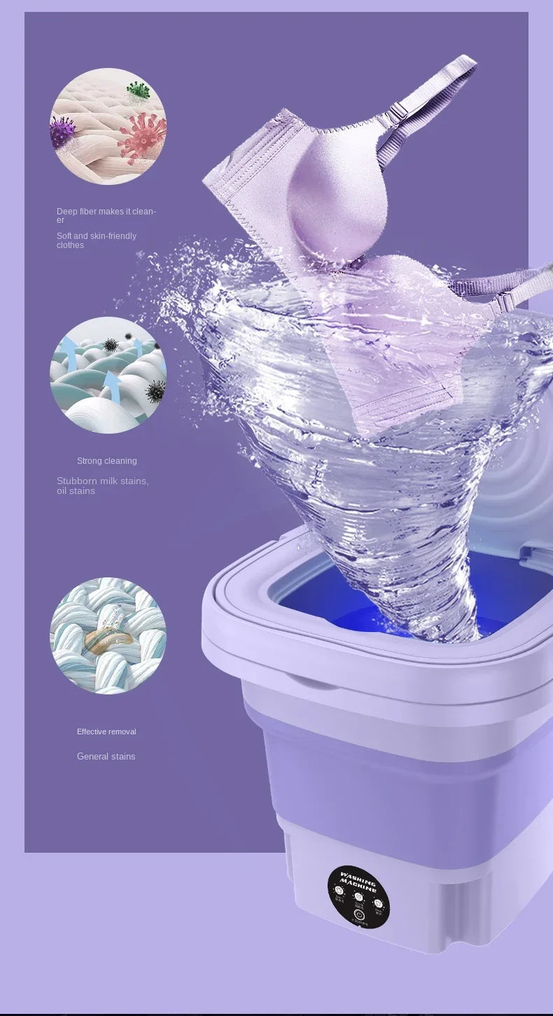 8L Foldable Mini Washer with Spin Dryer