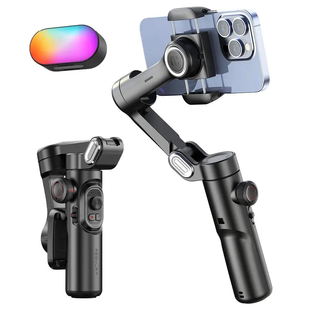 3-Axis Handheld Gimbal Stabilizer for Smartphones with Built-in Fill Light