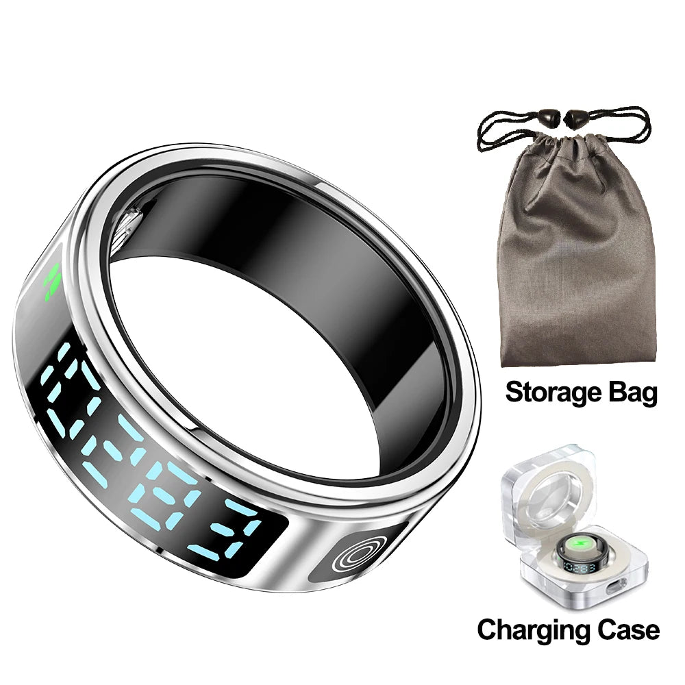 SR08 Smart Ring: Health Monitor with LED Display & 5ATM Waterproof