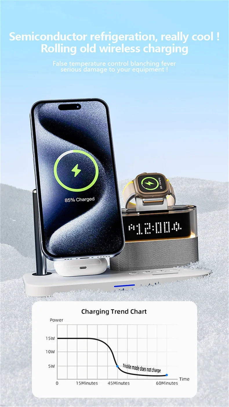 5-in-1 Magnetic Wireless Charger Stand - LED Clock