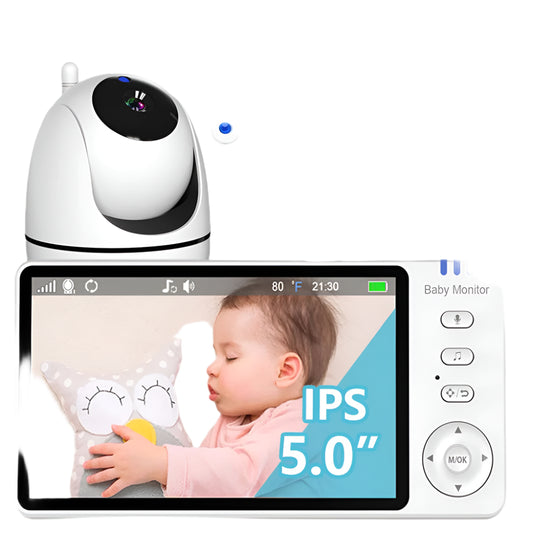 5" Wireless Baby Monitor with Pan-Tilt, Night Vision & 2-Way Audio – Portable & Secure