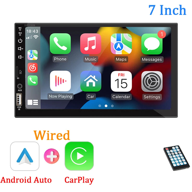 7" 1-Din CarPlay & Android Auto Touchscreen Radio