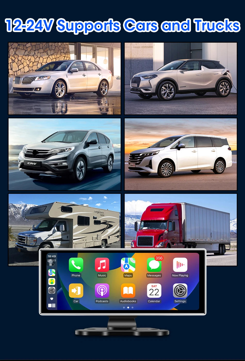 4K Dual-Lens Dash Cam with Wireless CarPlay & Android Auto