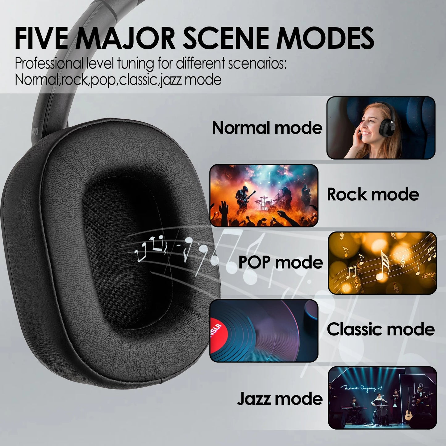 Hybrid ANC Wireless Headphones w/ Touch Control & LED Display