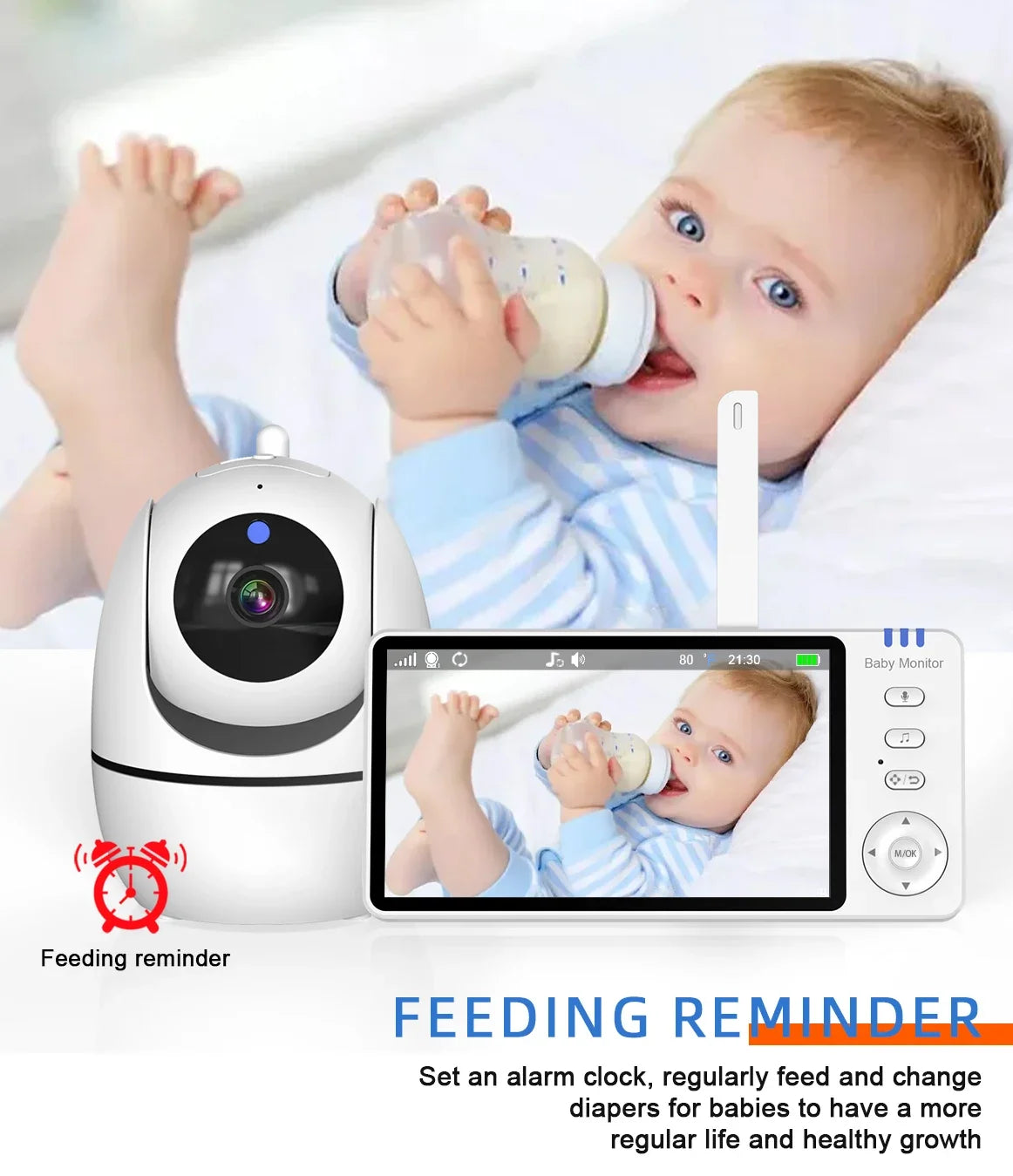 5" Wireless Baby Monitor with Pan-Tilt, Night Vision & 2-Way Audio – Portable & Secure