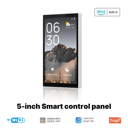 MOES 5" Smart Touch Panel – Voice Control with Alexa, ZigBee Hub & Scene Control