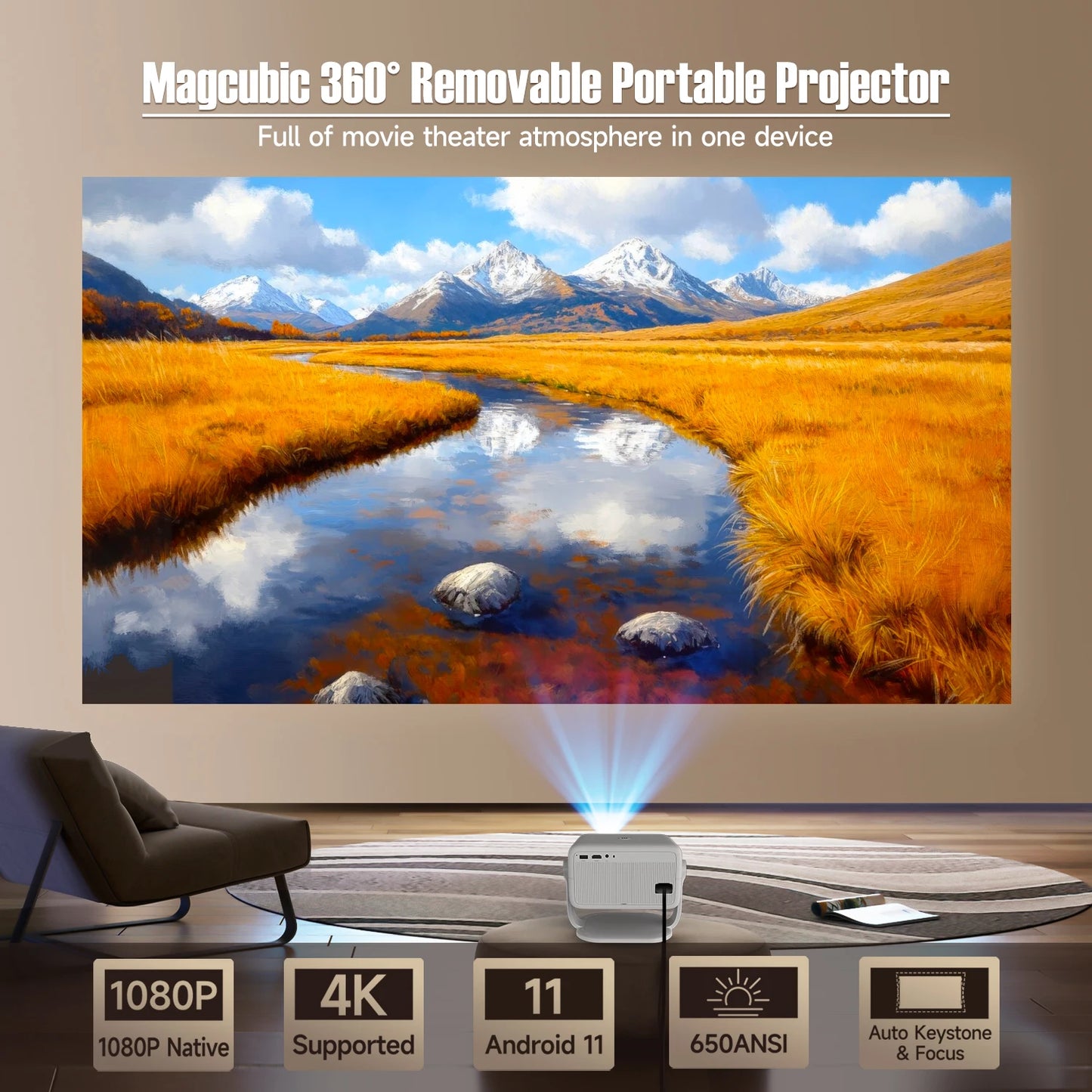 4K Android 1080P Projector – 650ANSI