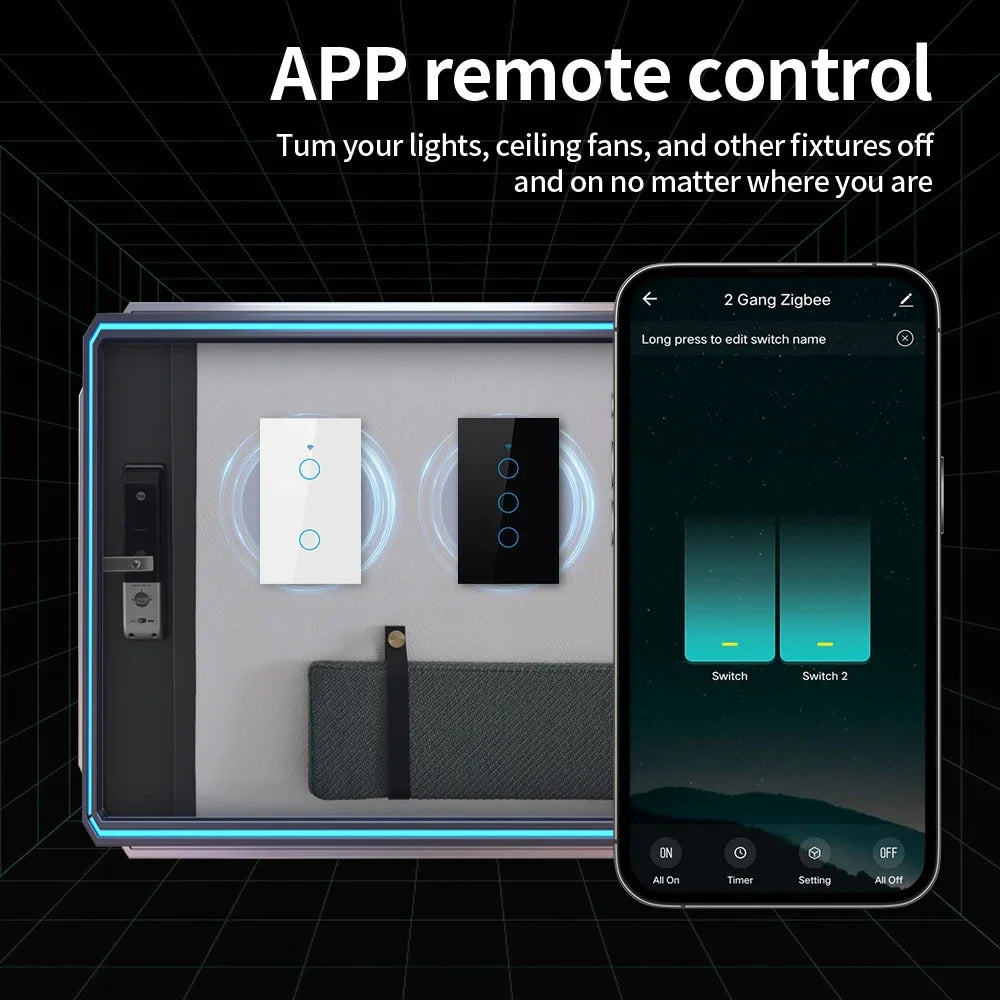 Smart Touch Wall Switch – 1/2/3/4 Gang, WiFi