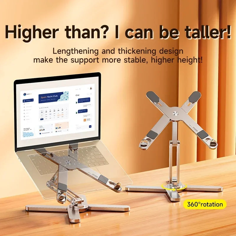 Premium Aluminium Foldable Laptop Stand – 360° Adjustable, Portable & Stable with Cooling Ventilation