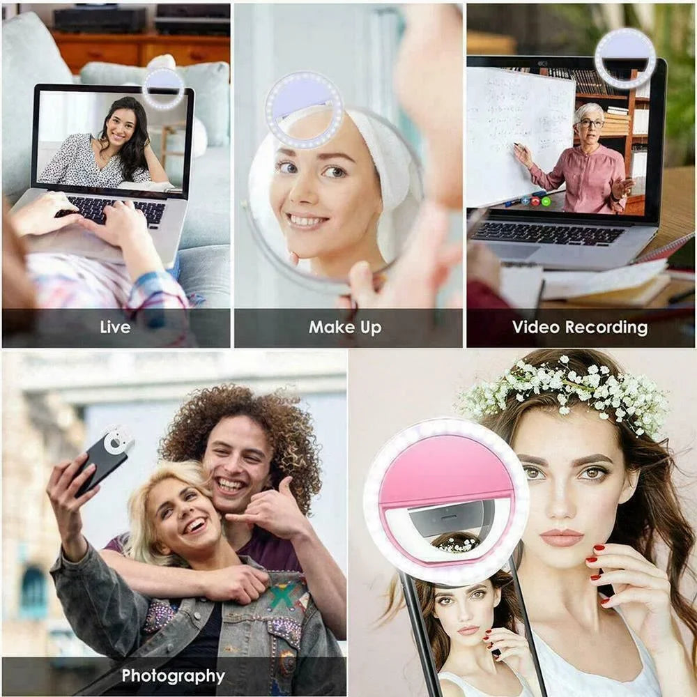 USB Selfie Ring Light – Bright, Adjustable Phone Light for iPhone & Android
