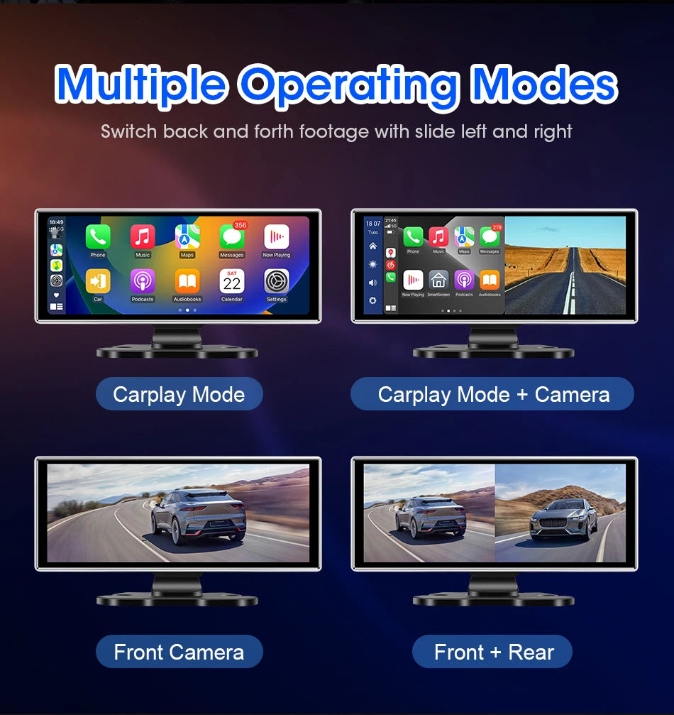 4K Dual-Lens Dash Cam with Wireless CarPlay & Android Auto