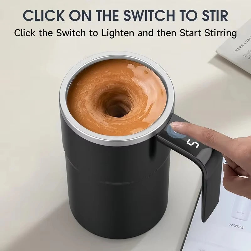Auto-Stirring Coffee Cup – IP67 Waterproof, BPA-Free, Magnetic Mixing