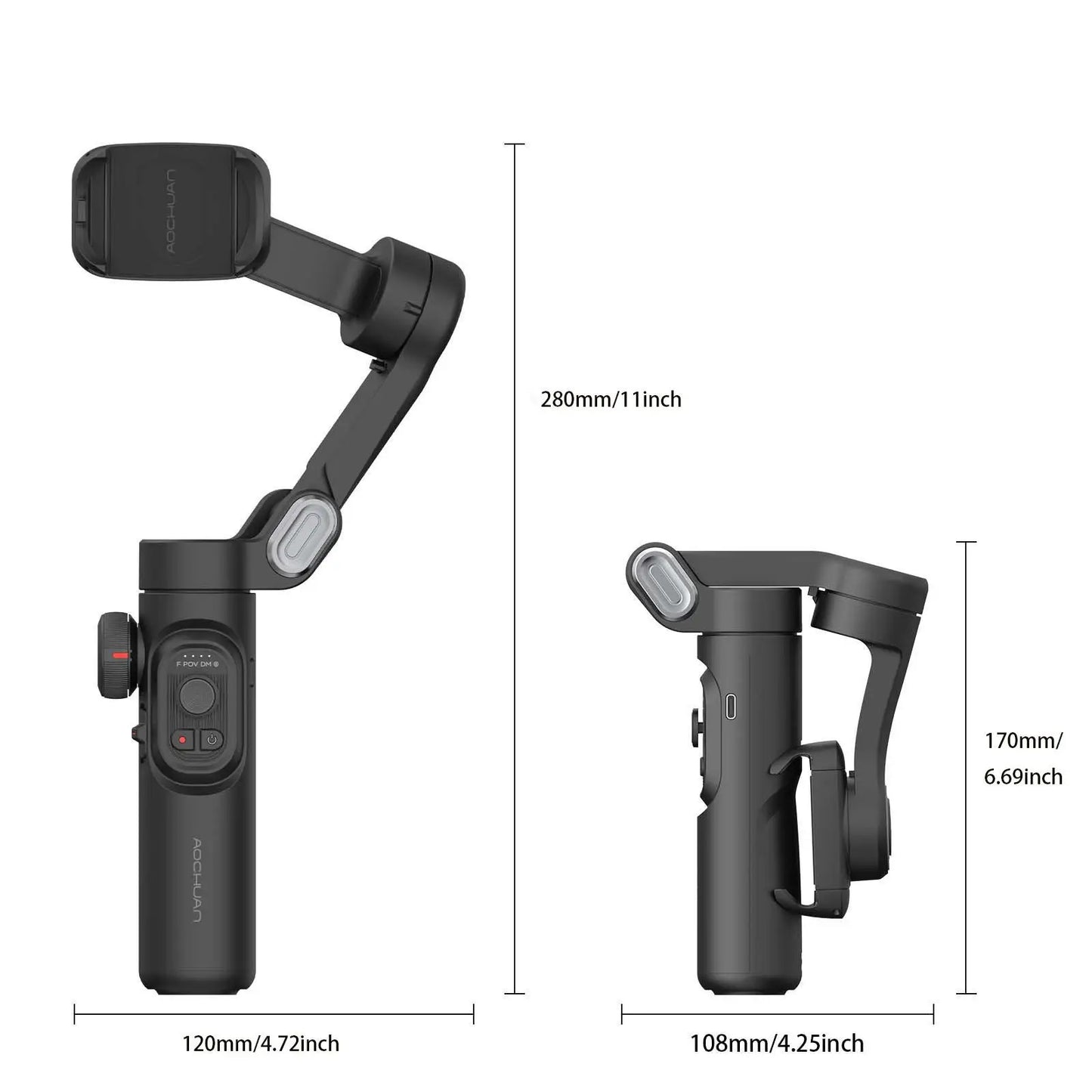 3-Axis Handheld Gimbal Stabilizer for Smartphones with Built-in Fill Light