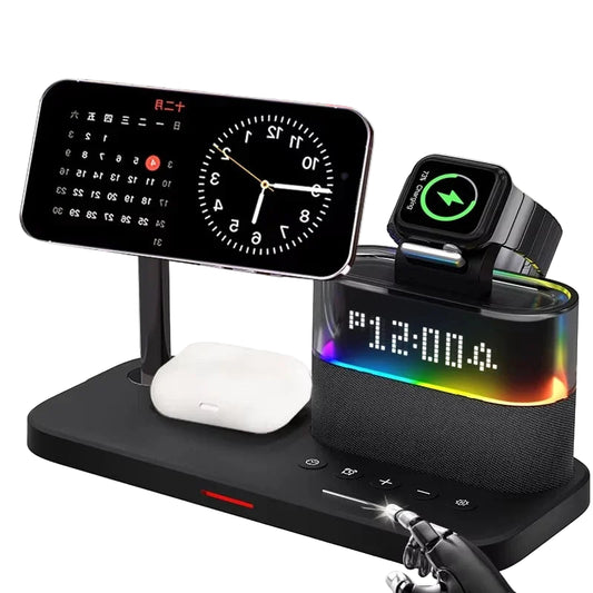 5-in-1 Magnetic Wireless Charger Stand - LED Clock