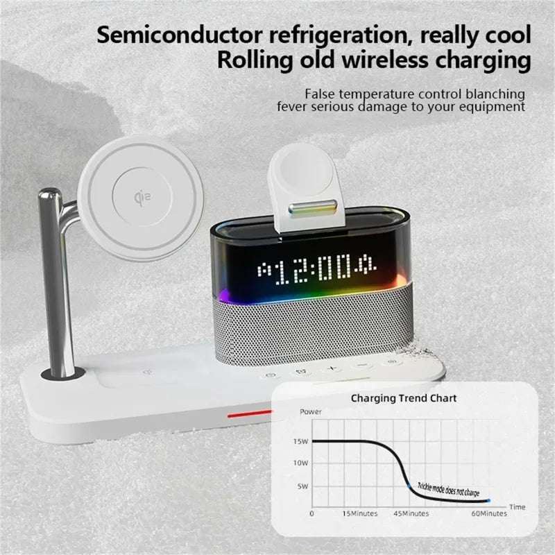 5-in-1 Magnetic Wireless Charger Stand - LED Clock