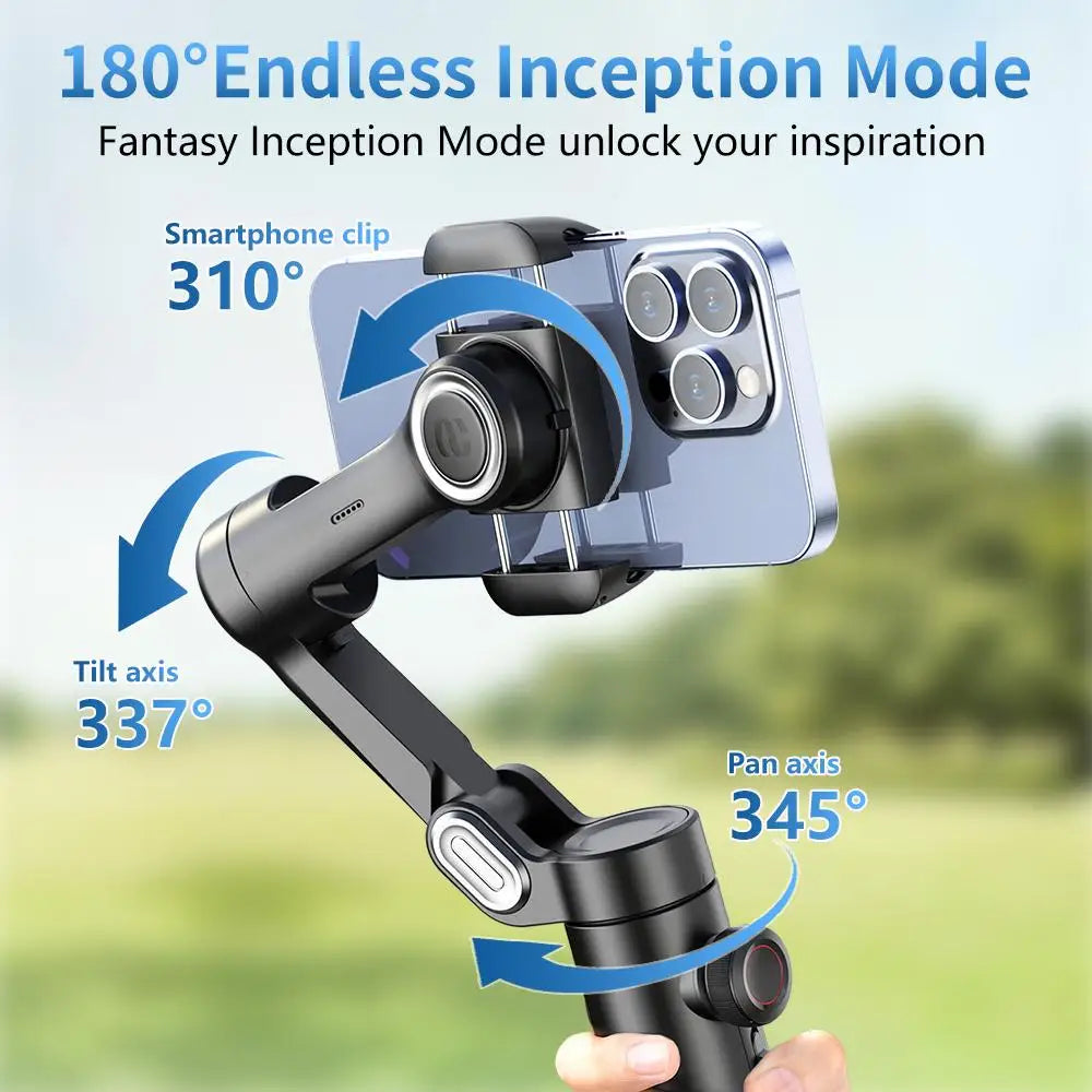 3-Axis Handheld Gimbal Stabilizer for Smartphones with Built-in Fill Light