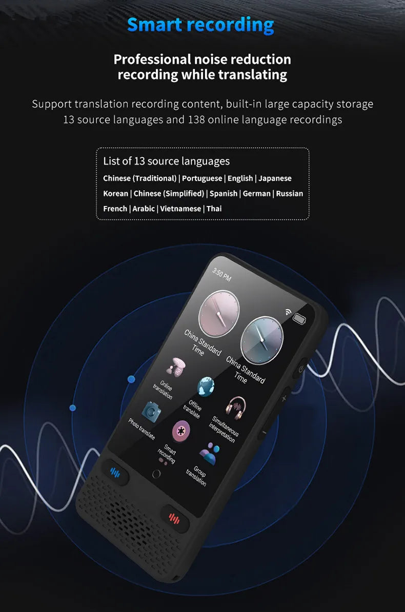 S85 Smart Translator – 138 Languages, Instant Offline Voice Translation, Large Screen