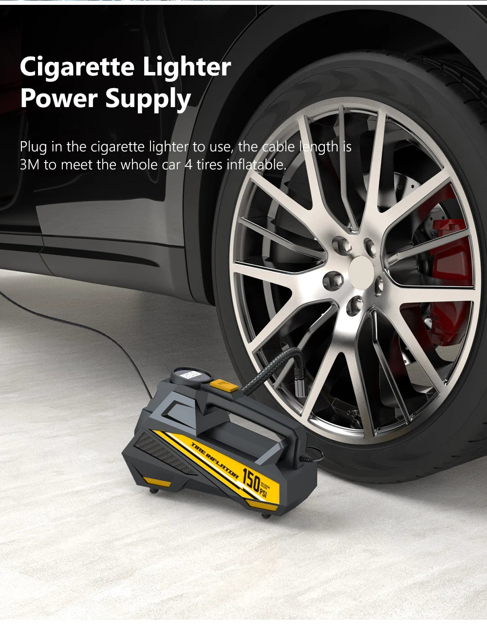 150PSI Corded Car Air Pump – Fast 12V Tire Inflator