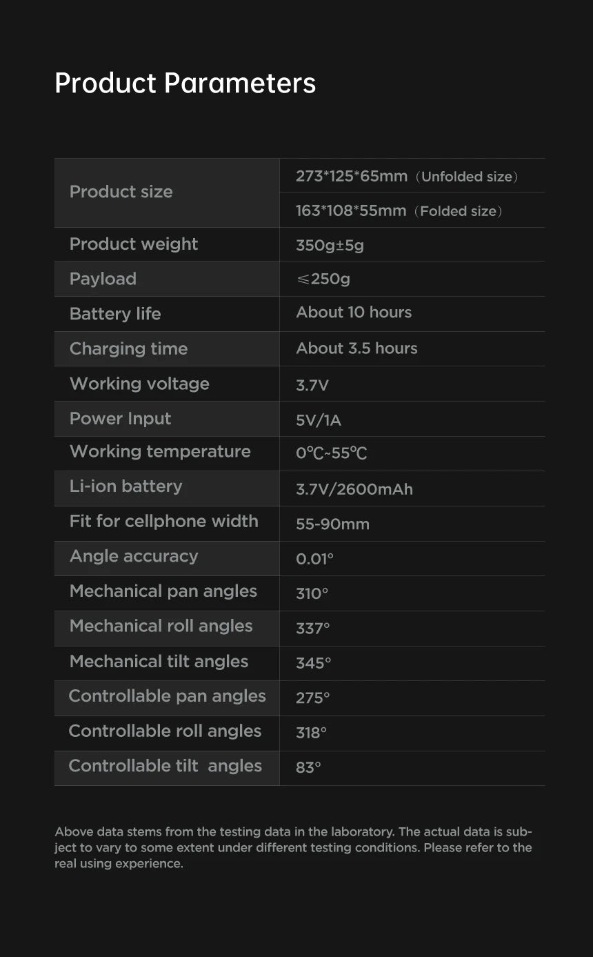 3-Axis Handheld Gimbal Stabilizer for Smartphones with Built-in Fill Light