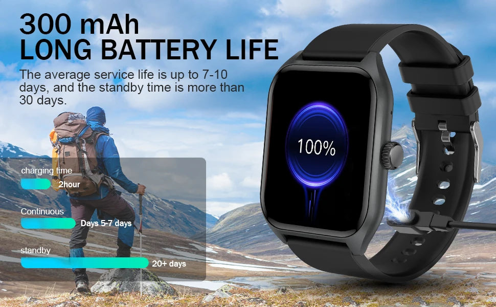 Smart AI Watch – 1.96'' HD, 100+ Sports, Heart & Sleep Tracker