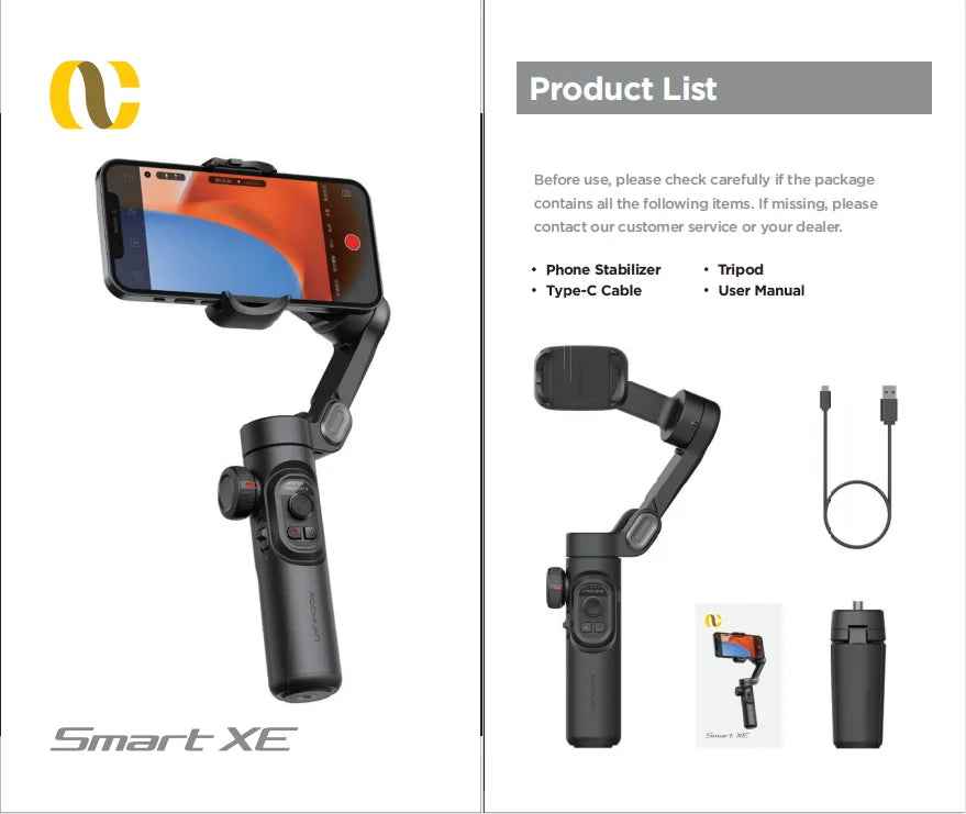 3-Axis Handheld Gimbal Stabilizer for Smartphones with Built-in Fill Light