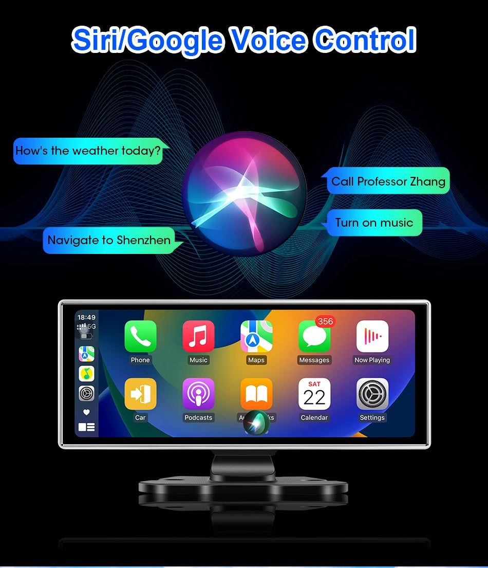 4K Dual-Lens Dash Cam with Wireless CarPlay & Android Auto