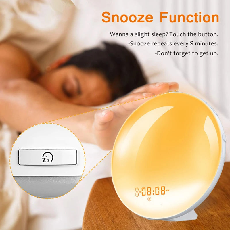 Smart Sunrise Alarm Clock – Dual Alarms, FM Radio, Nightlight & Natural Sounds